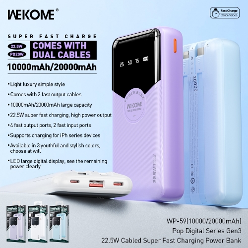 Pin Sạc dự phòng 20000mAh chính hãng WEKOME WP-59